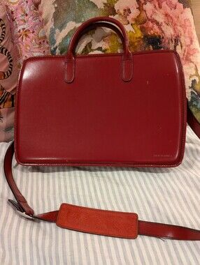Jack Georges Red Leather Top-Handle Briefcase